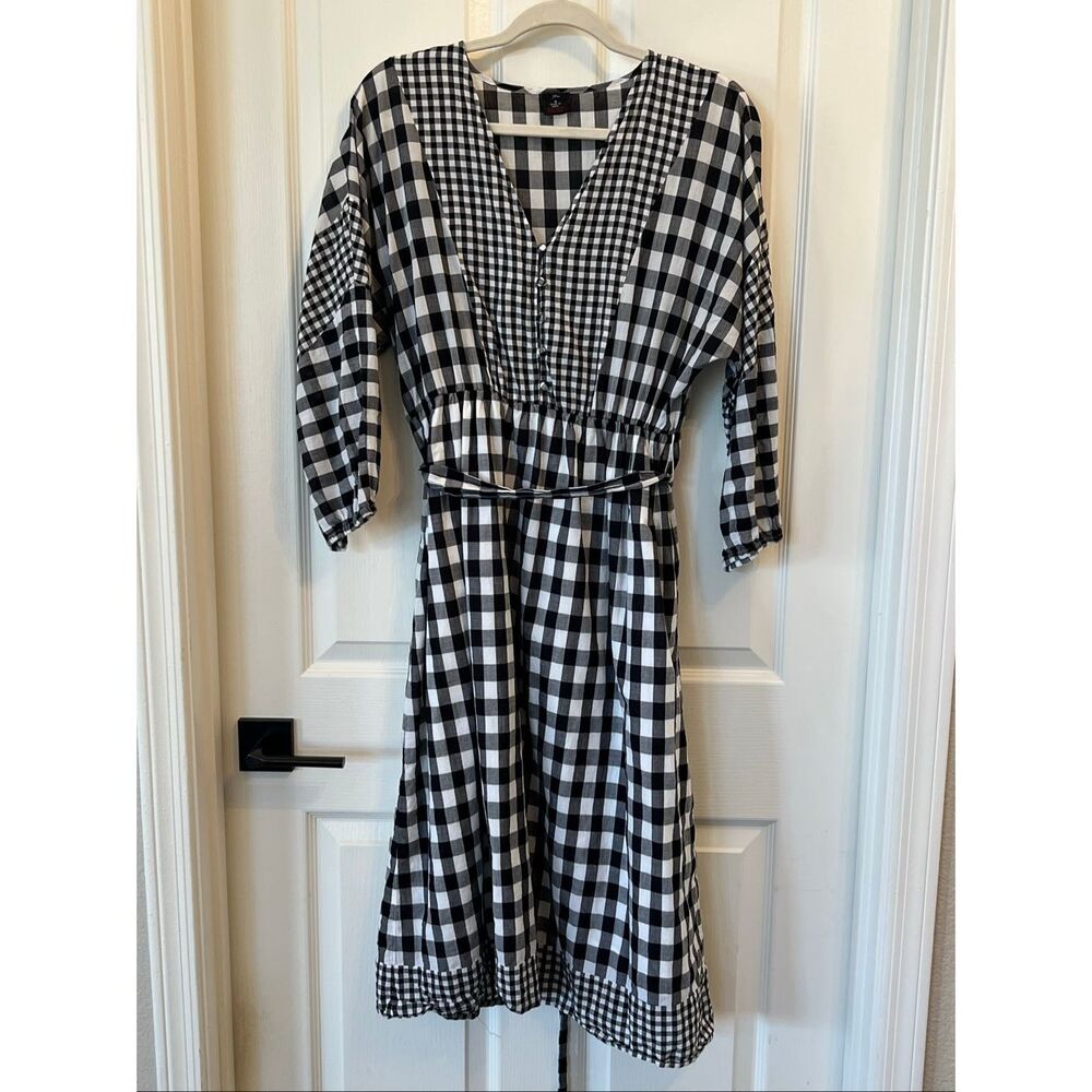 J.Crew Gingham Midi Dress Cotton Classic Preppy Summer Small